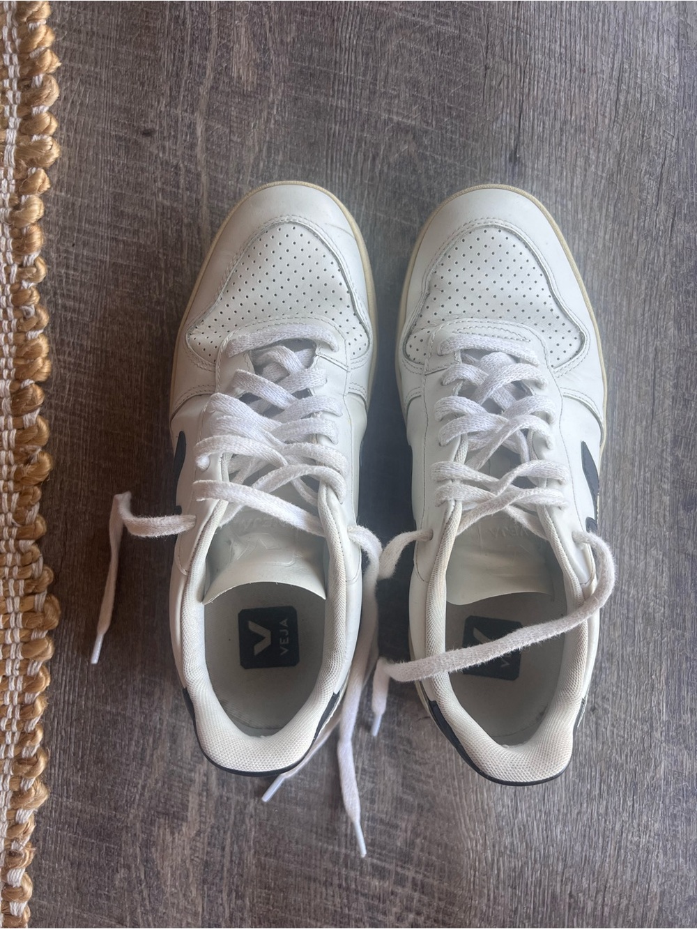 Veja White Sneakers with Black V Accent